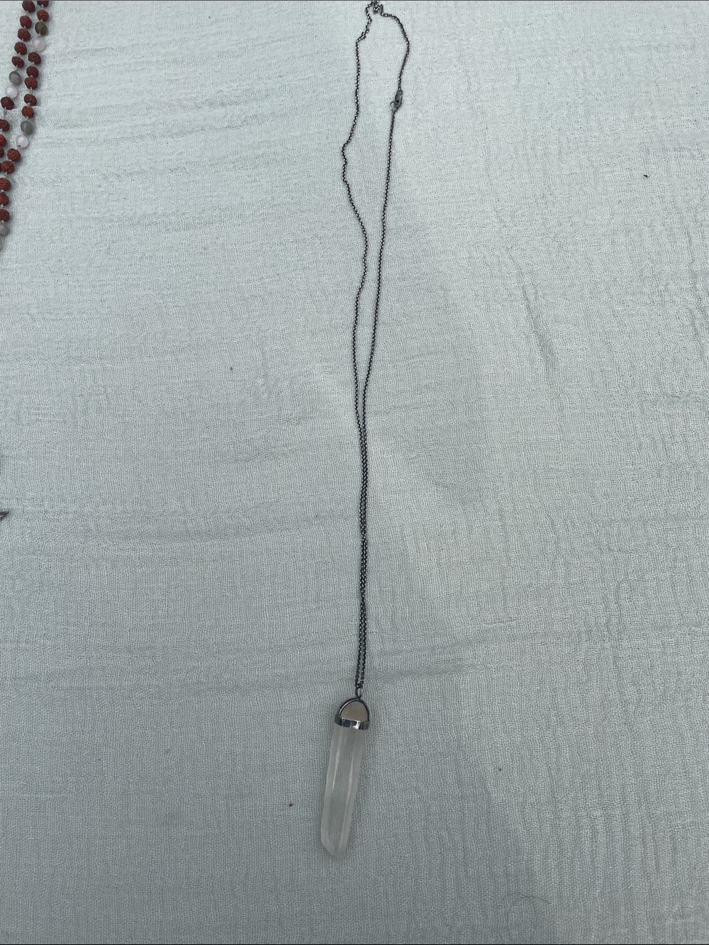 Crystal Point Pendant Necklace - Clear Quartz on Silver Chain